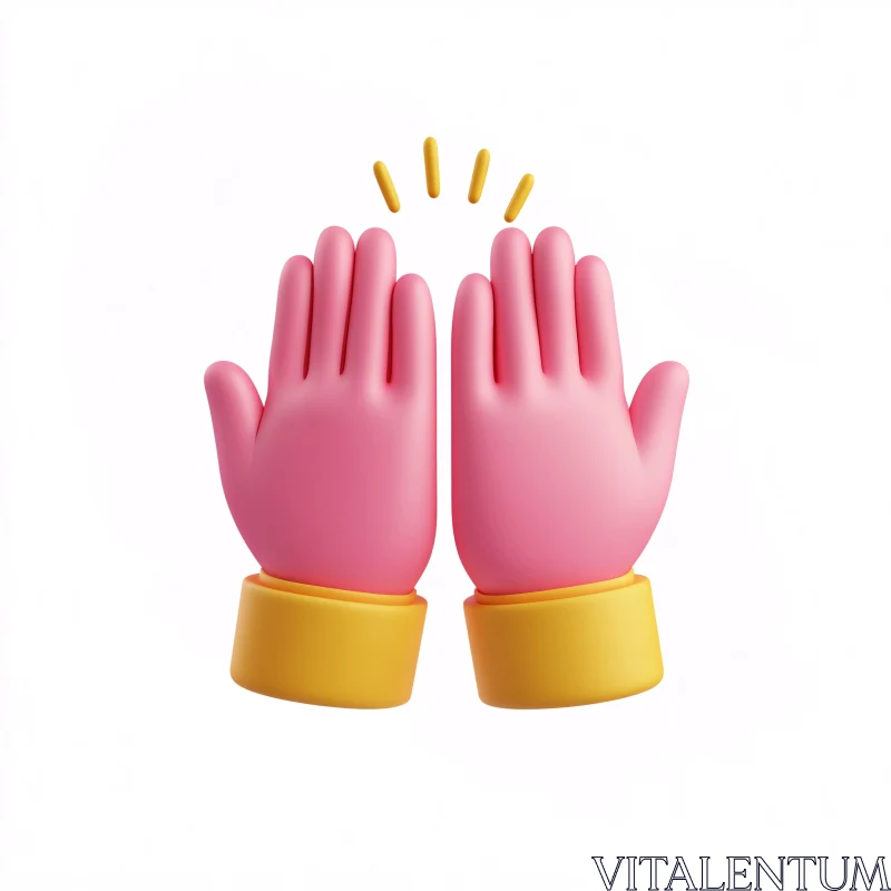 3D Pink Hands Giving High-Five AI Image