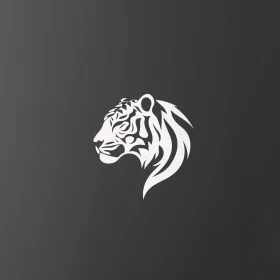 Stylized Tiger Head in Monochrome