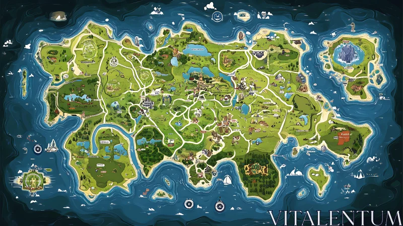 Fantasy Island Adventure Map AI Image