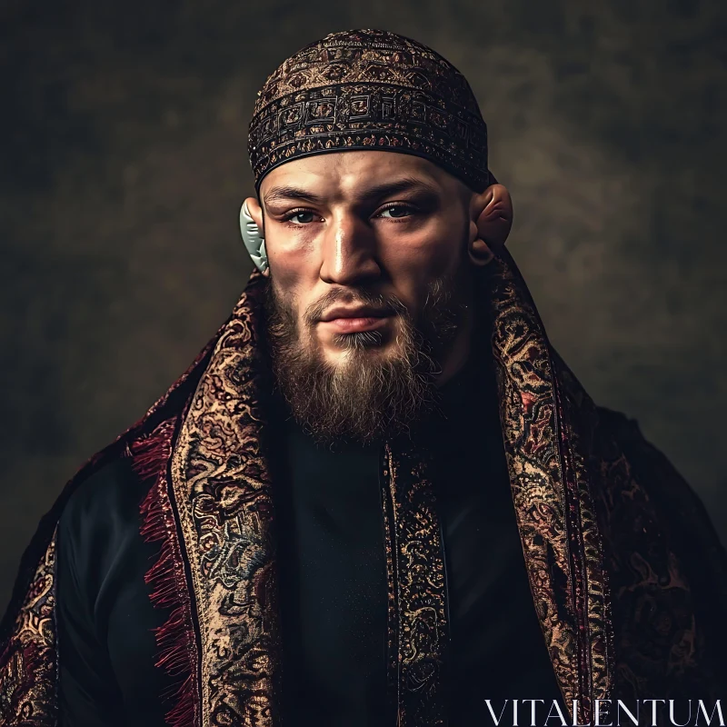 Bearded Man in Traditional Attire AI Image