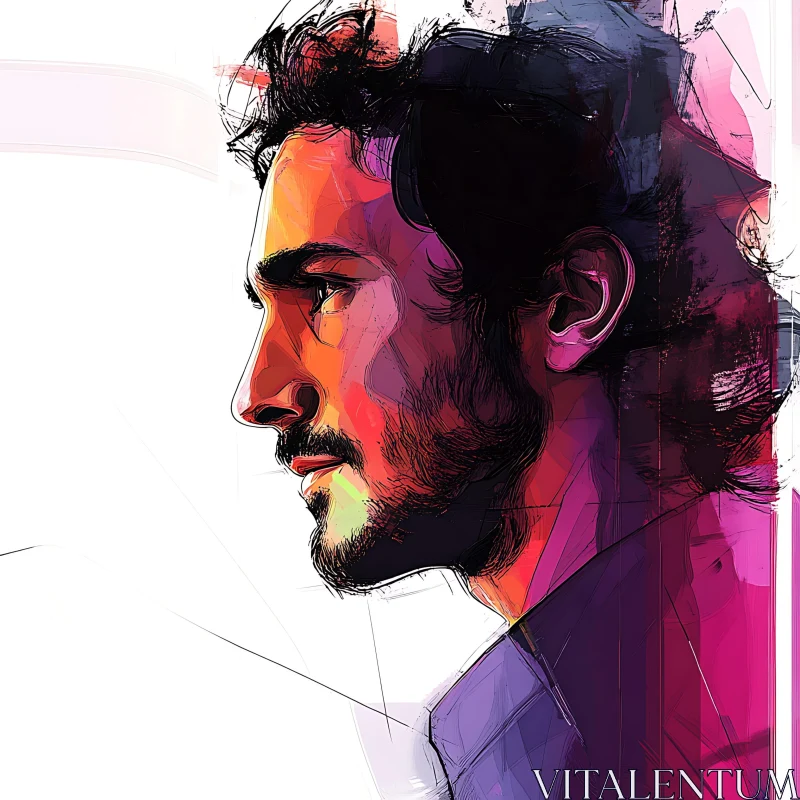 Colorful Abstract Man's Profile AI Image