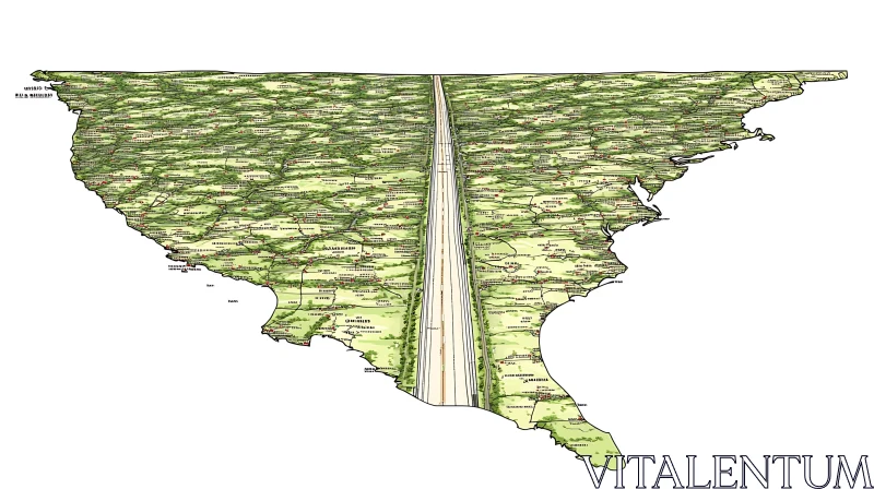 Detailed Terrain Map of USA AI Image