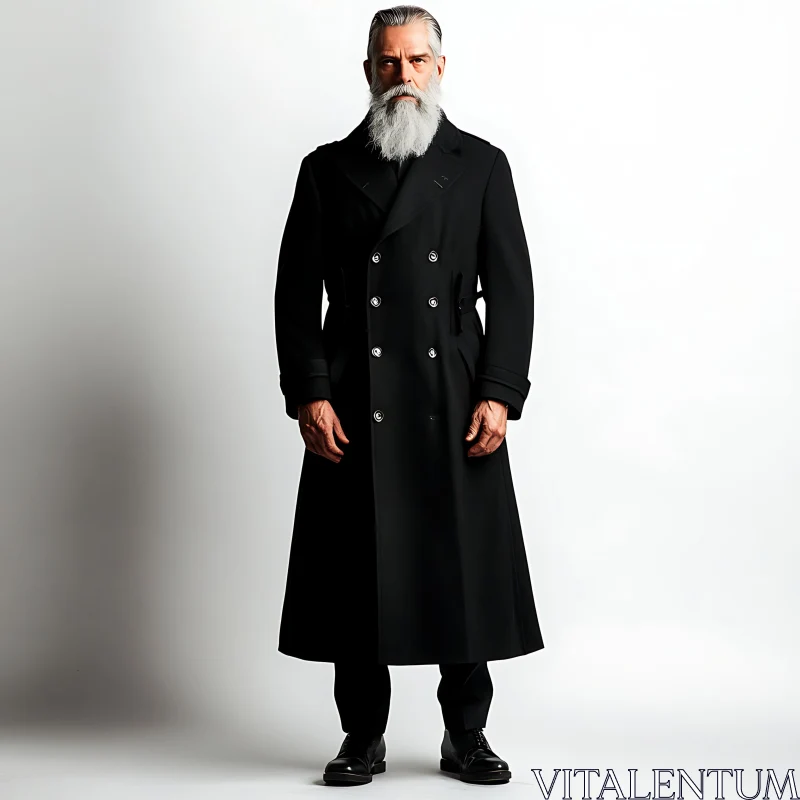 Distinguished Senior Gentleman in Stylish Long Coat