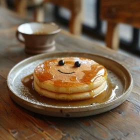 Happy Pancakes with Syrup Glaze