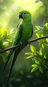 Tropical Parrot Surrounded by Foliage