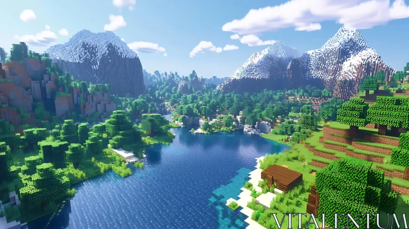 Mountainous Region with Forest and Lake