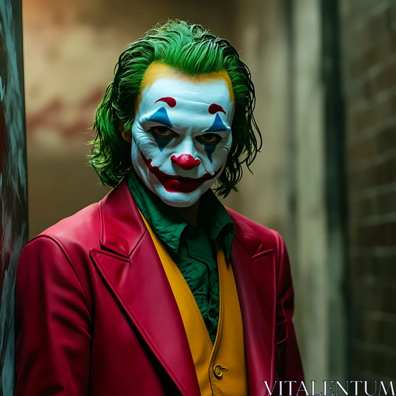 Clown with Face Paint in Alley
