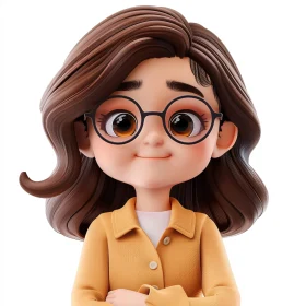Cute Anime Girl with Glasses