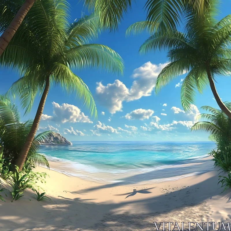 Tropical Paradise Beach with Palm Trees