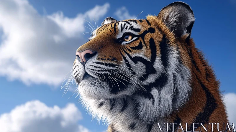 Regal Tiger Against a Cloudy Sky