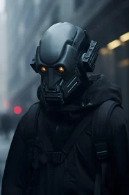 Mysterious Cybernetic Figure in City