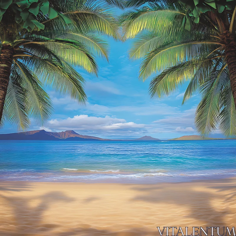 Exquisite Tropical Beach with Azure Sea and Palm Trees