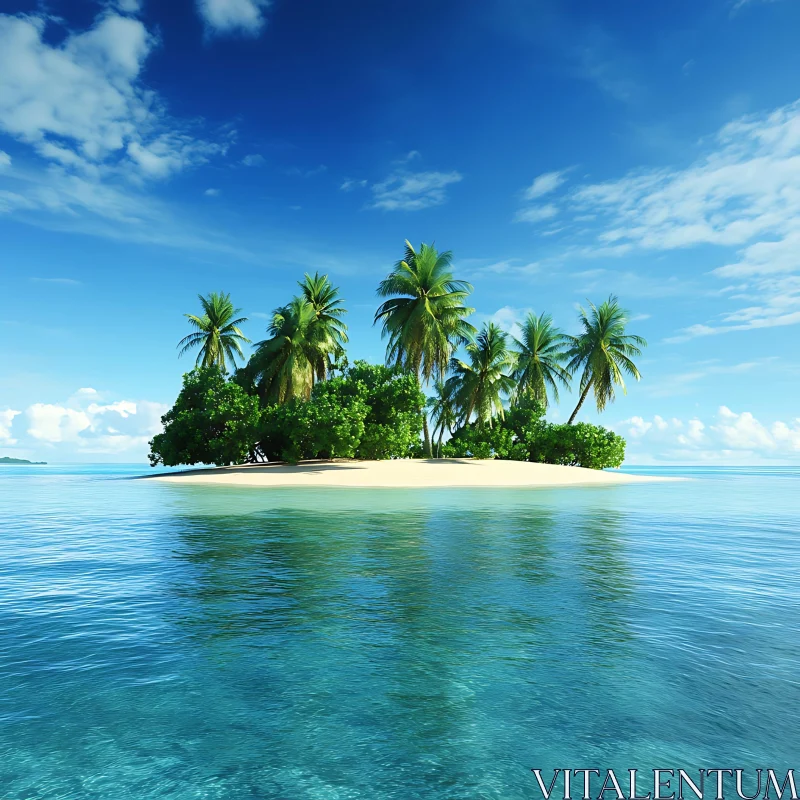 Paradise Island with Blue Sky and Lush Vegetation AI Image