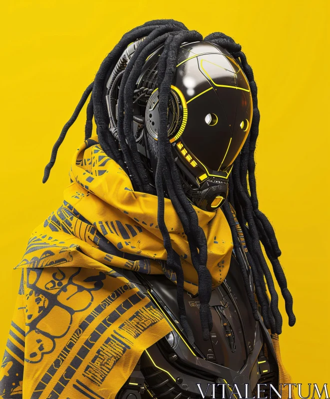 Cyborg Wearing Yellow AI Image