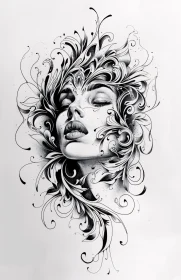 Ornate Abstract Woman's Face Art