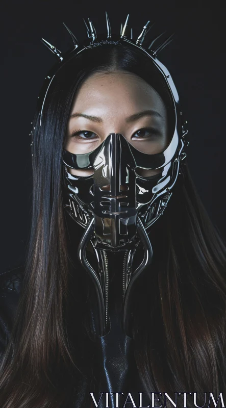 Avant-garde Metallic Mask Fashion AI Image