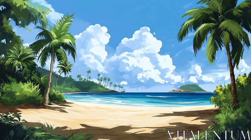 Idyllic Tropical Paradise Beach View AI Image