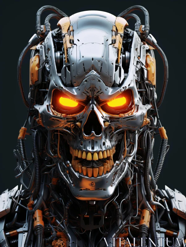 AI ART Robotic Skull with Cybernetic Details