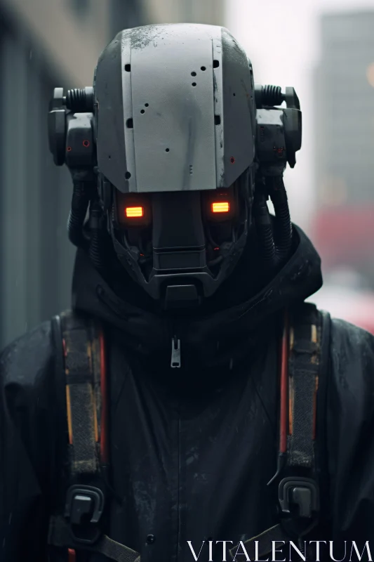 Futuristic Cyborg with Industrial Helmet AI Image