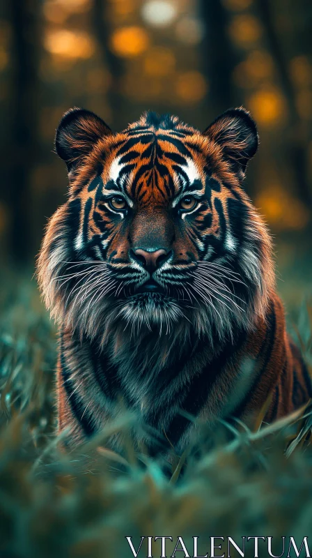 Tiger with Intense Gaze AI Image