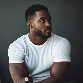 Man Wearing White T-Shirt and Watch