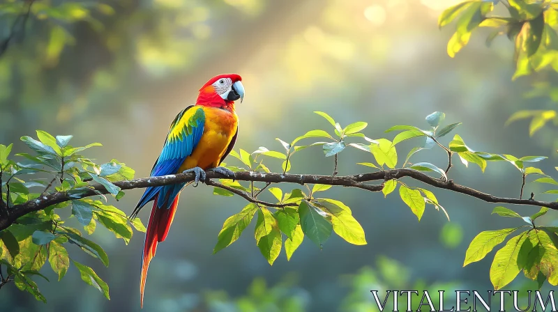 AI ART Colorful Parrot in Jungle Light