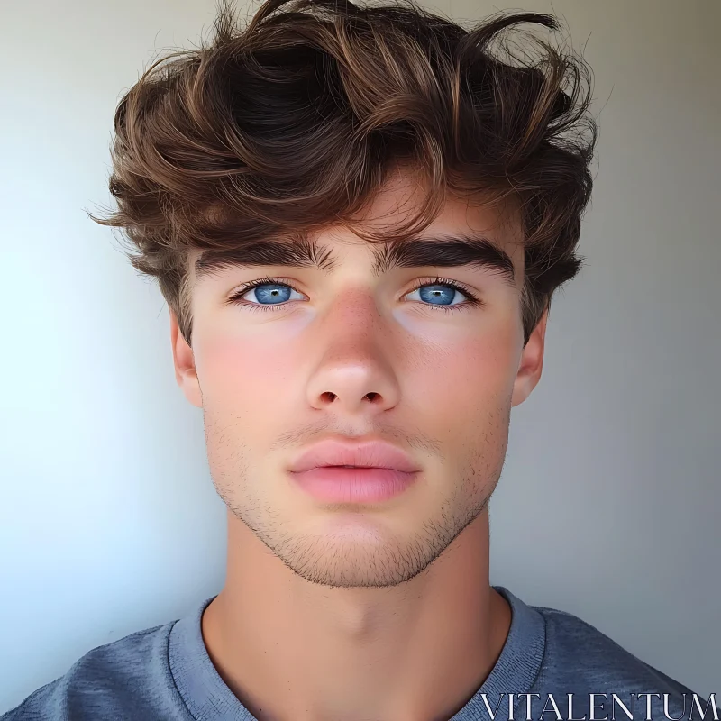 Man Portrait with Blue Eyes AI Image