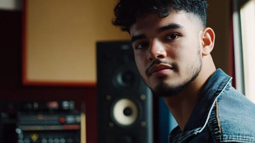 Young Man in Music Studio