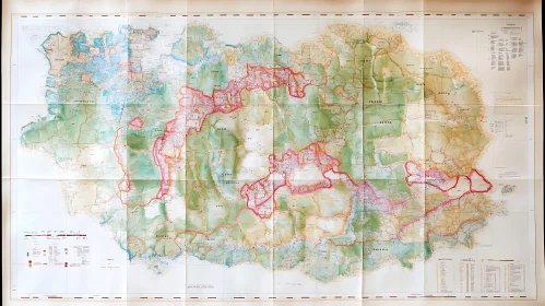 Intricate Large-scale Topographic and Political Map