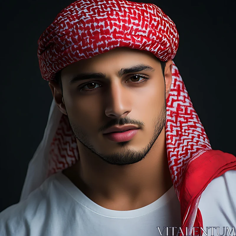 Man with Traditional Keffiyeh AI Image