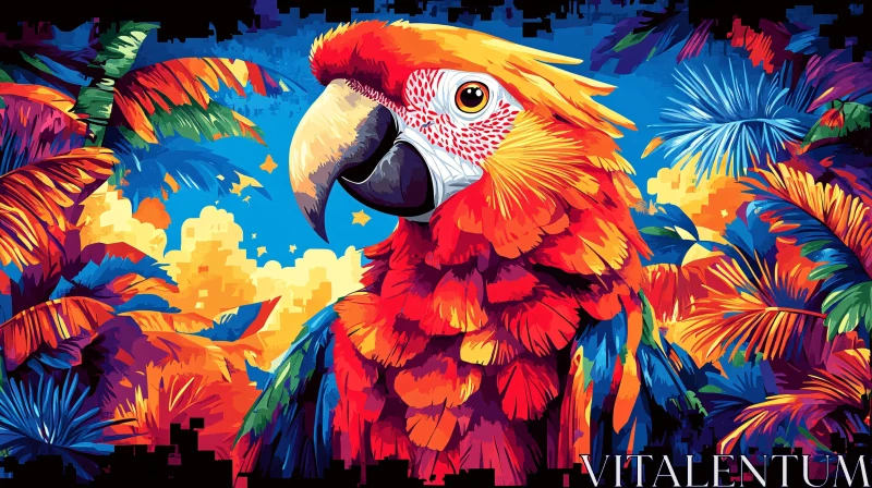 AI ART Tropical Parrot Art