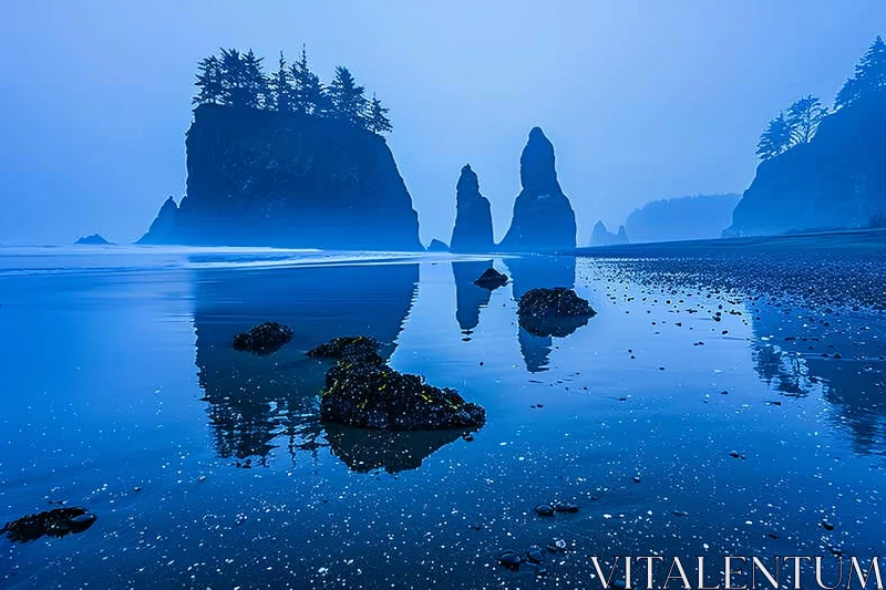 Enigmatic Oceanic Vista at Dusk AI Image