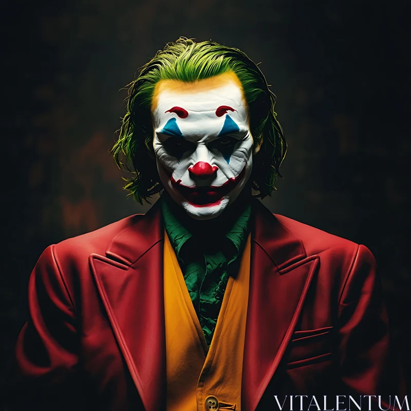 Intense Clown with a Dark Background AI Image