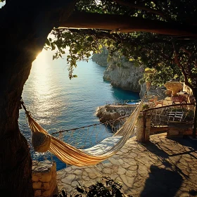 Peaceful Cliffside Terrace at Dusk