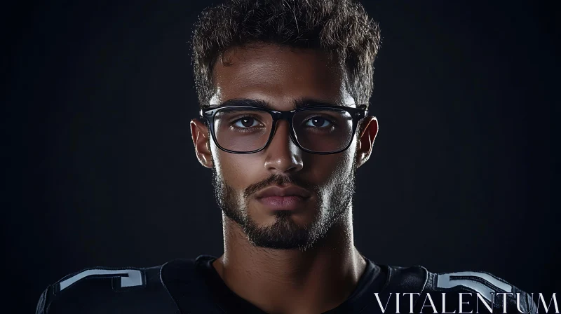 Focused Male Athlete with Eyewear - Detailed Portrait AI Image