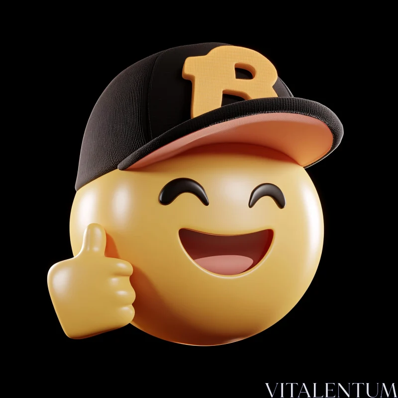 Playful Emoji in Cap Giving Thumbs Up AI Image