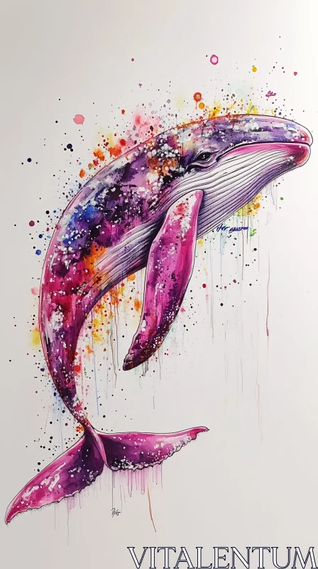 Vibrant Whale Painting AI Image