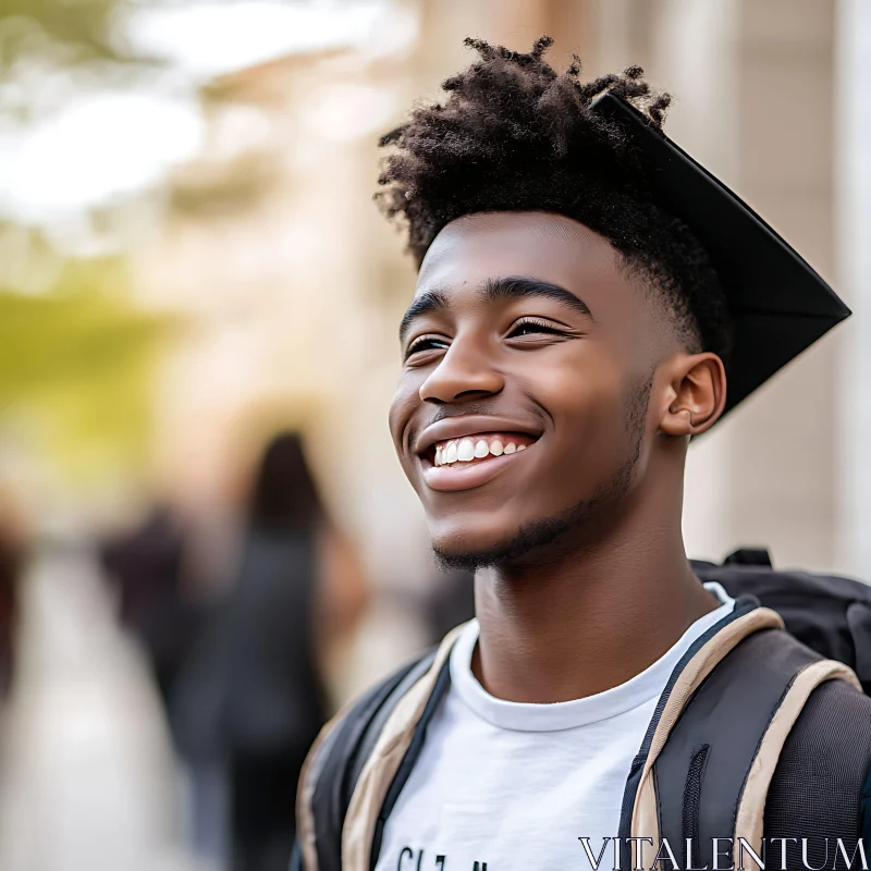 Joyful Student on Graduation Day AI Image