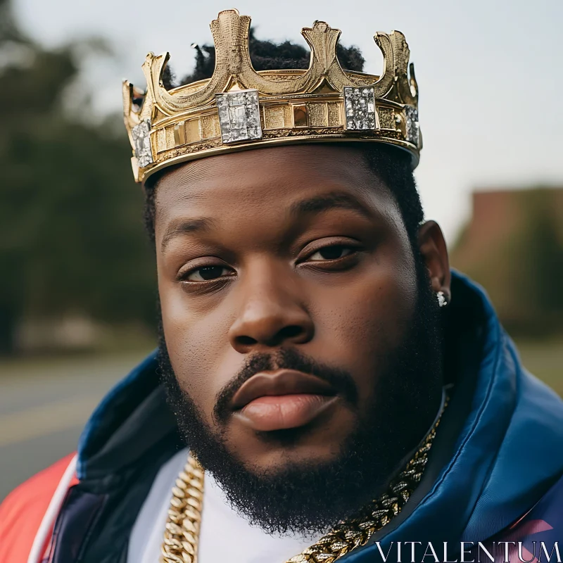 AI ART Regal Man with Jewel-Encrusted Crown