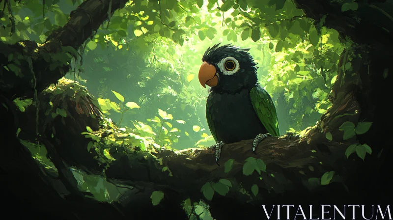 AI ART Parrot Amidst Jungle Greenery