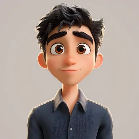 Smiling Animated Boy with Freckles