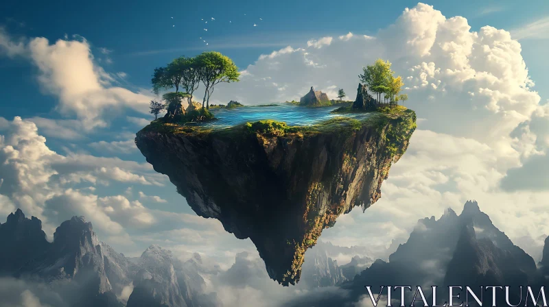 AI ART Mysterious Floating Landscape Above the Mountains