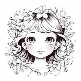 Whimsical Floral Anime Portrait