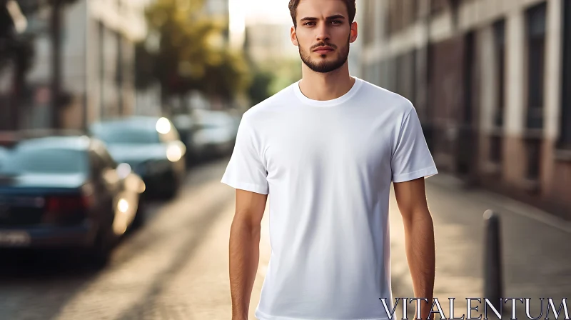 Urban Style: Man in White Tee AI Image