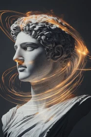 Ancient Greek Bust with Light Trails