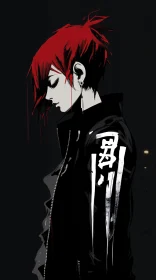 Anime Punk Style Profile with Red Hair