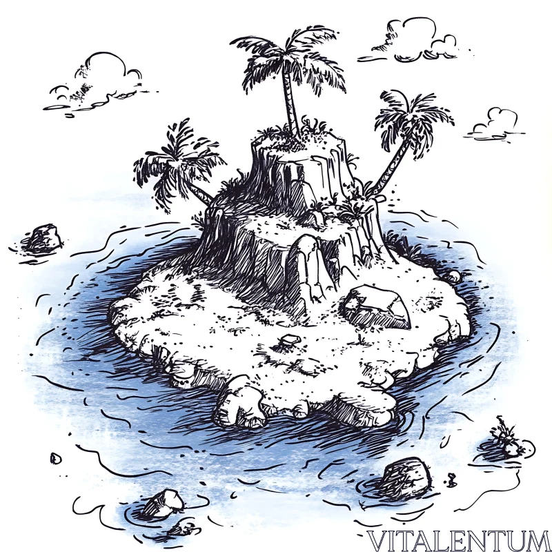 Charming Island Illustration AI Image