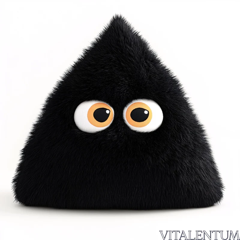 AI ART Fluffy Black Creature with Big Eyes