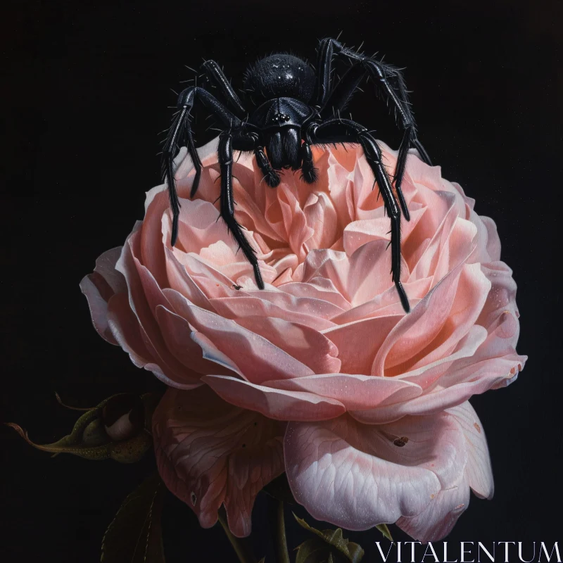 AI ART Spider and Rose Art Composition