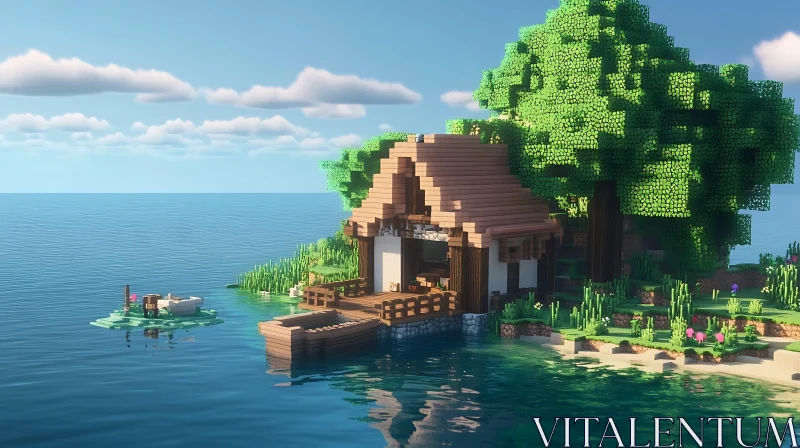 Charming Minecraft Island Cottage AI Image